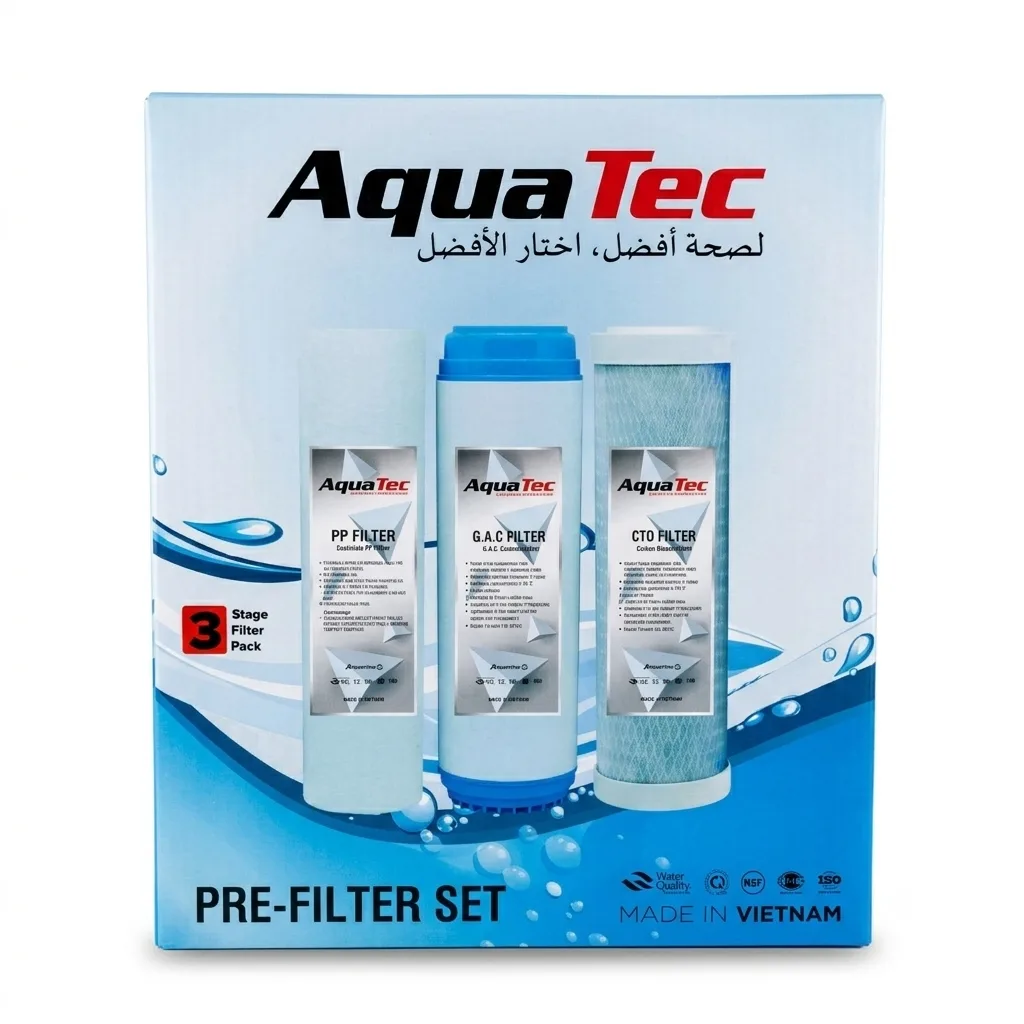 طقم فلاتر ثلاثي AquaTec فيتنامي لتنقية المياه – فلاتر أولية لأجهزة RO